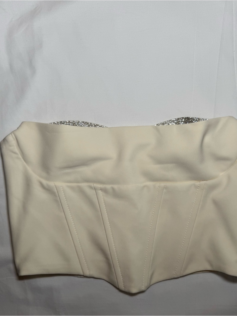 ASTR the Label Shanna Strapless Corset Top Ivory White Rhinestone Size S - Picture 3 of 6